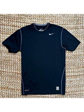 Nike Pro Combat Fitted Mens Shirt Large Black Dri-Fit Workout Gym Compression